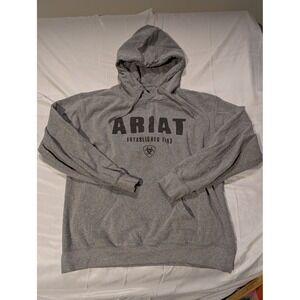 Ariat Mens Large Gray Graphic Pullover Hoodie Sweatshirt Work Cotton